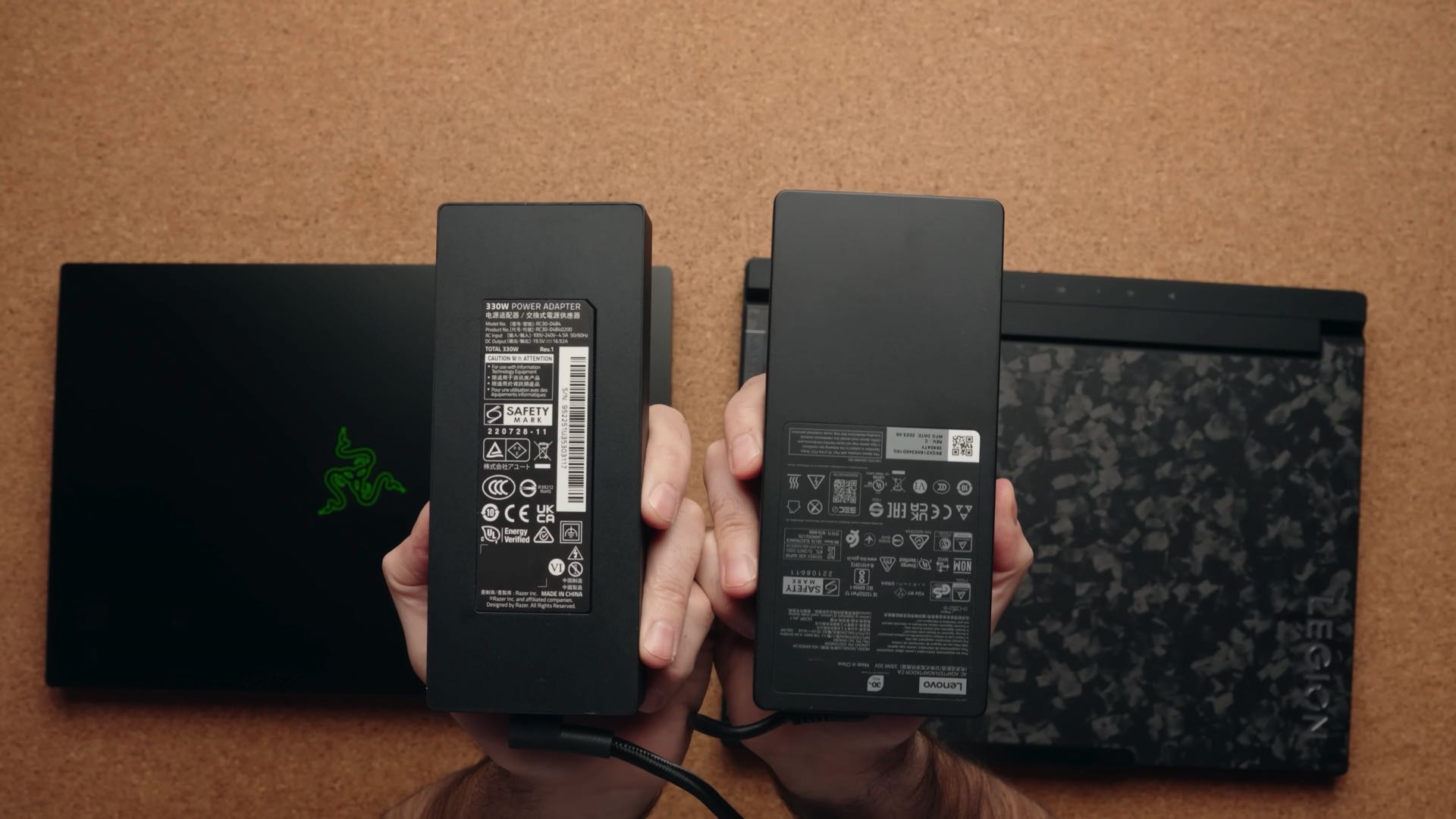 Compare Razer Blade 16 and Lenovo Legion 9i charger